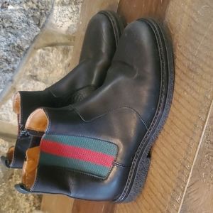 Auth Gucci leather boots kids 31